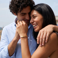 Thumbnail for Purple string bracelet — worn by a couple, gold | SKU: lemauve-g