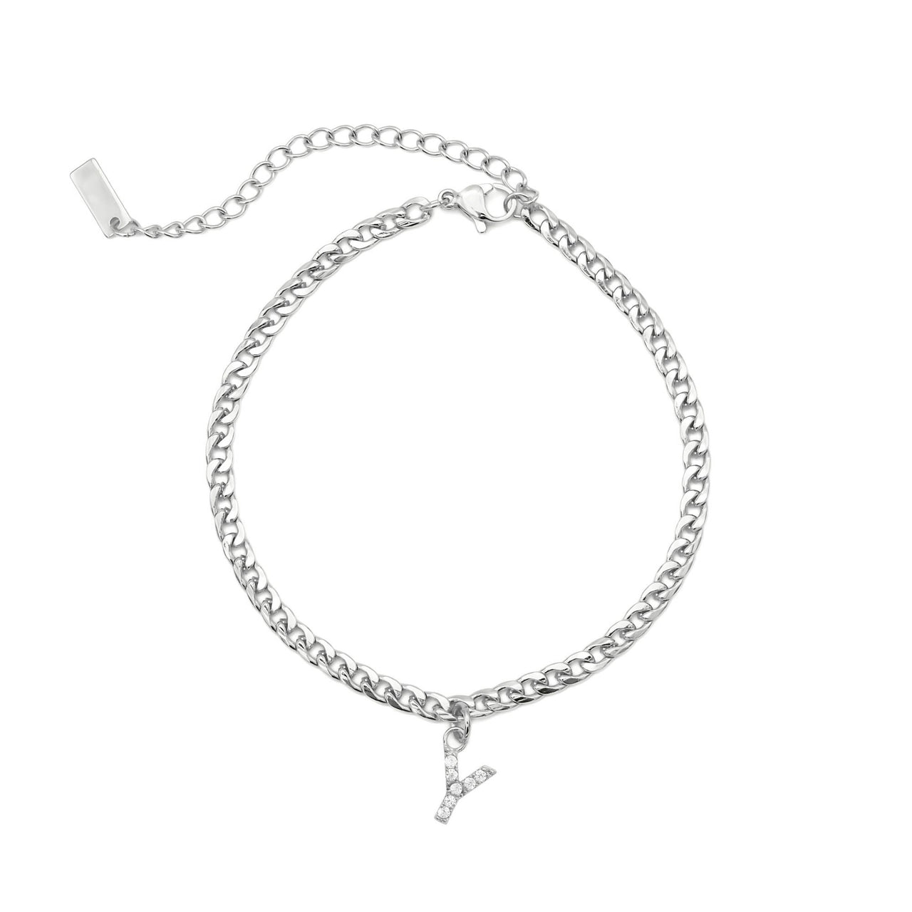 Silver Initial Anklet - Ankle Bracelet - Anklet for Women - Silver Leg Bracelet Anklet Y Brother & Sisters