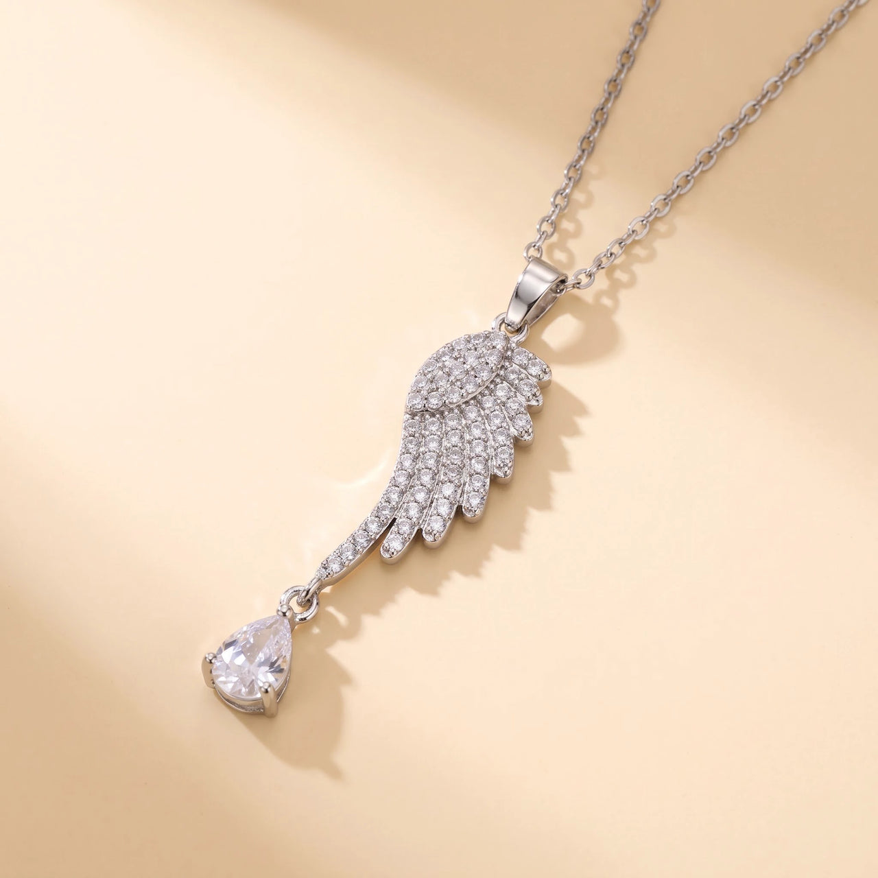 Angel Wing Drop Necklace, silver | SKU: 42005-silver