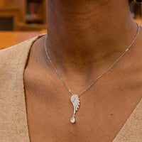 Thumbnail for The silver necklace worn, close-up | SKU: 42005-silver