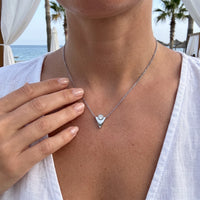 Thumbnail for Minimalist necklace — worn, real size, silver | SKU: 18048714-rhodium-plated