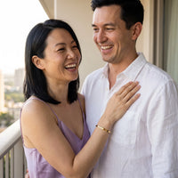 Thumbnail for Affirmation bracelet — worn by a couple, gold | SKU: bgby-g