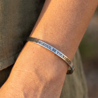 Thumbnail for Affirmation bracelet — close-up of the details, silver | SKU: bgby-wg