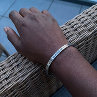 Thumbnail for Affirmation bracelet — worn, real size, silver | SKU: bgby-wg