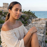 Thumbnail for Mantra bracelet — worn on a getaway, rose gold | SKU: btuvoy-rg