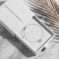 Thumbnail for Silver charm bracelet in the Brother & Sisters gift box | SKU: 9178613-white-gold