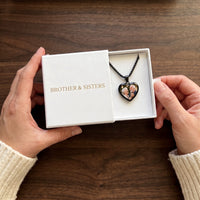 Thumbnail for The black heart photo necklace with an anniversary photo in the Brother & Sisters gift box | SKU: TPH-CHTN-BLACK-SMALL