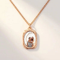 Thumbnail for Secret Oval Photo Necklace in rose gold, black oval pendant turning into a hidden photo when warmed | SKU: TPH-OVLN-ROSEGOLD