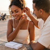 Thumbnail for Stud earrings — worn by a couple, silver | SKU: 19991927