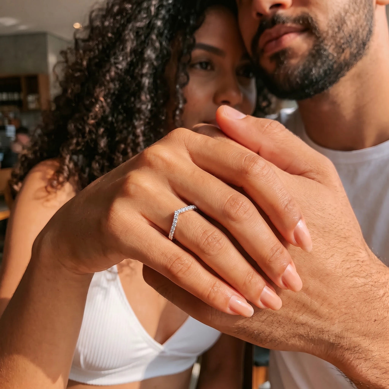 Wishbone ring — worn by a couple, silver | SKU: 10645547-4.5-silver