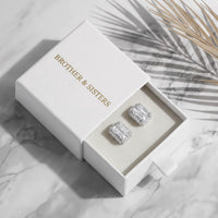 Thumbnail for Emerald cut earrings — in the gift box, silver | SKU: 22683128